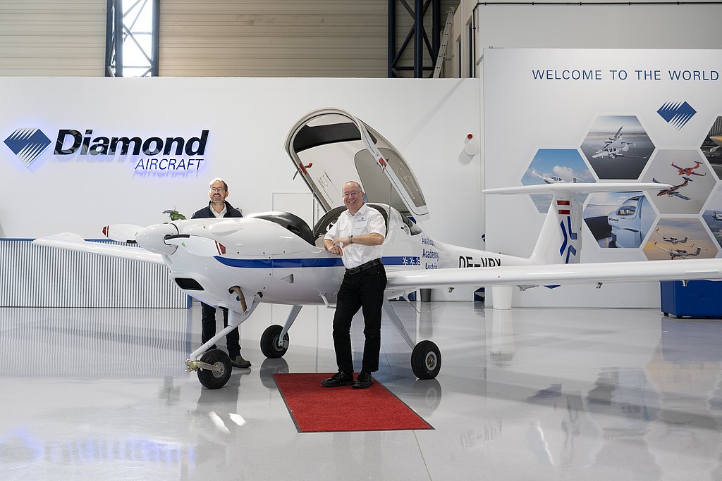 Oliver Karall and Thomas Wieser of Aviation Academy Austria with the new DA20i Katana.
