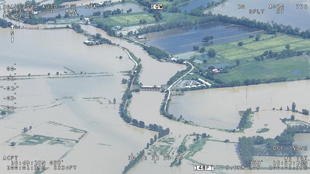 Flooded landscape in Thailand. 