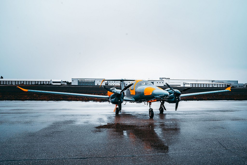 DA62 MPP standing on the taxiway. 