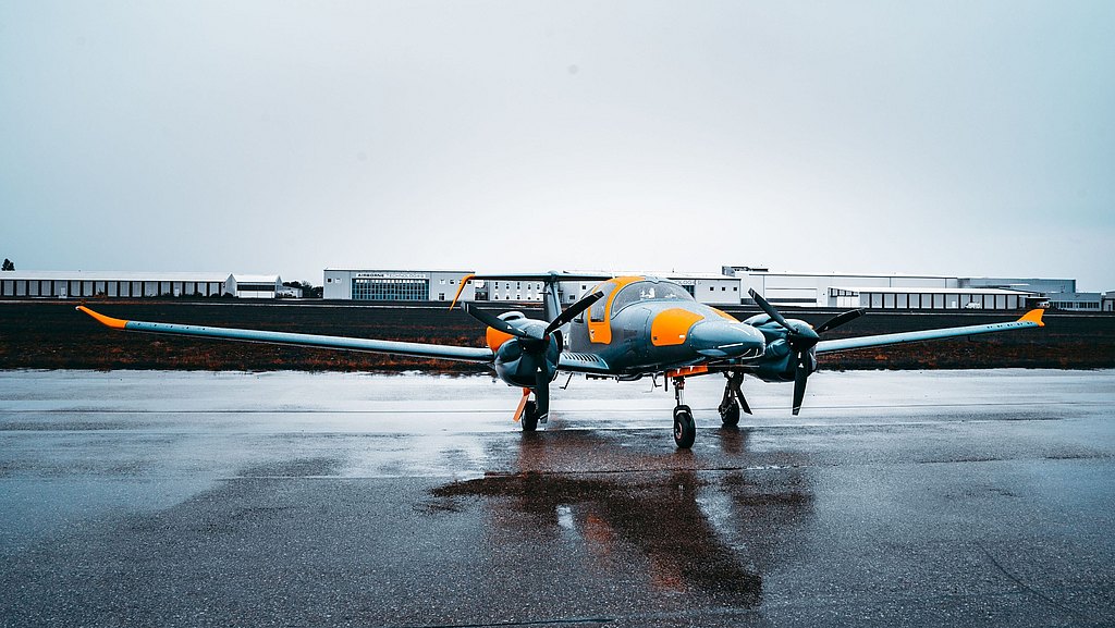 DA62 MPP standing on the taxiway. 